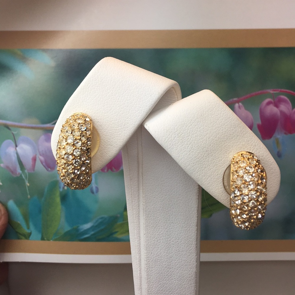 ⚜️ Vintage Christian Dior© Clear Crystal Earrings - Picture 9 of 16